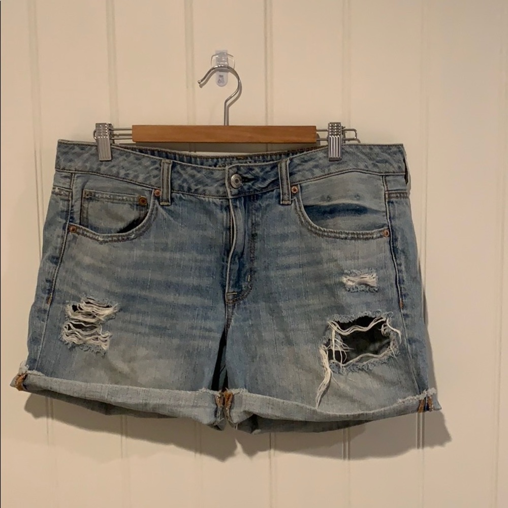 Ripped jean shorts